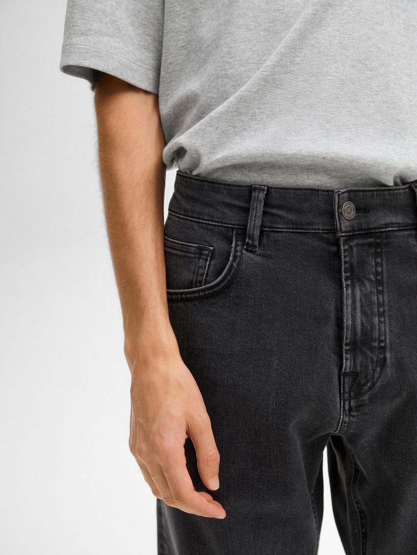 Massimo Dutti Slim Fit Denim-effect Men Jeans Dark Grey | US-BE5237068