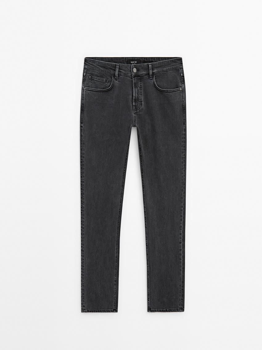 Massimo Dutti Slim Fit Denim-effect Men Jeans Dark Grey | US-BE5237068