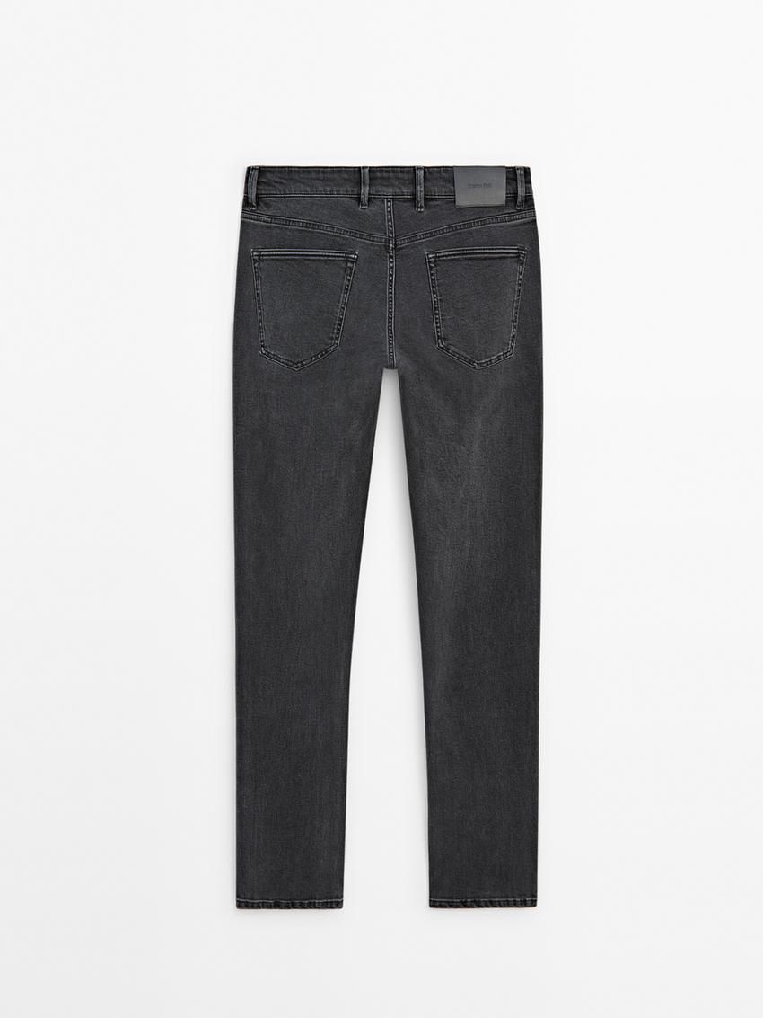 Massimo Dutti Slim Fit Denim-effect Men Jeans Dark Grey | US-BE5237068