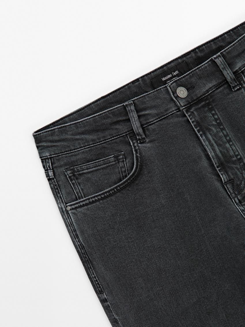 Massimo Dutti Slim Fit Denim-effect Men Jeans Dark Grey | US-BE5237068