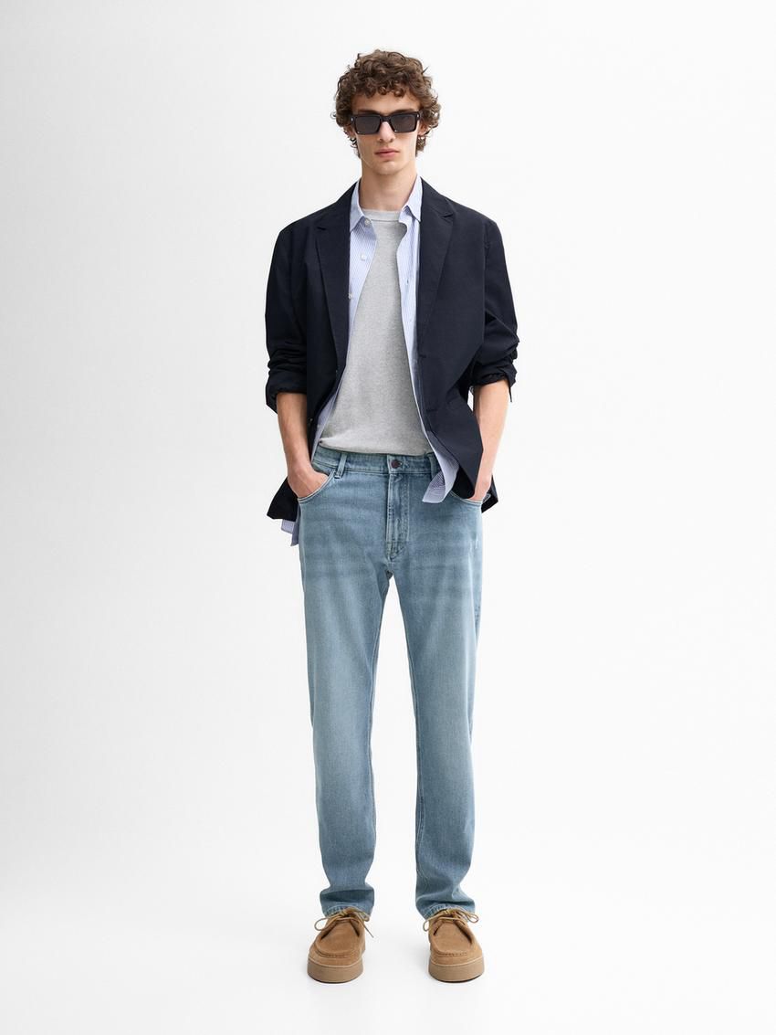 Massimo Dutti Slim Fit Men Jeans Blue | US-WC6293750