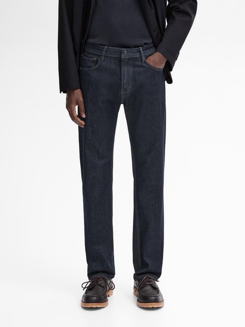 Massimo Dutti Slim Fit Men Jeans Navy | US-CG5643087