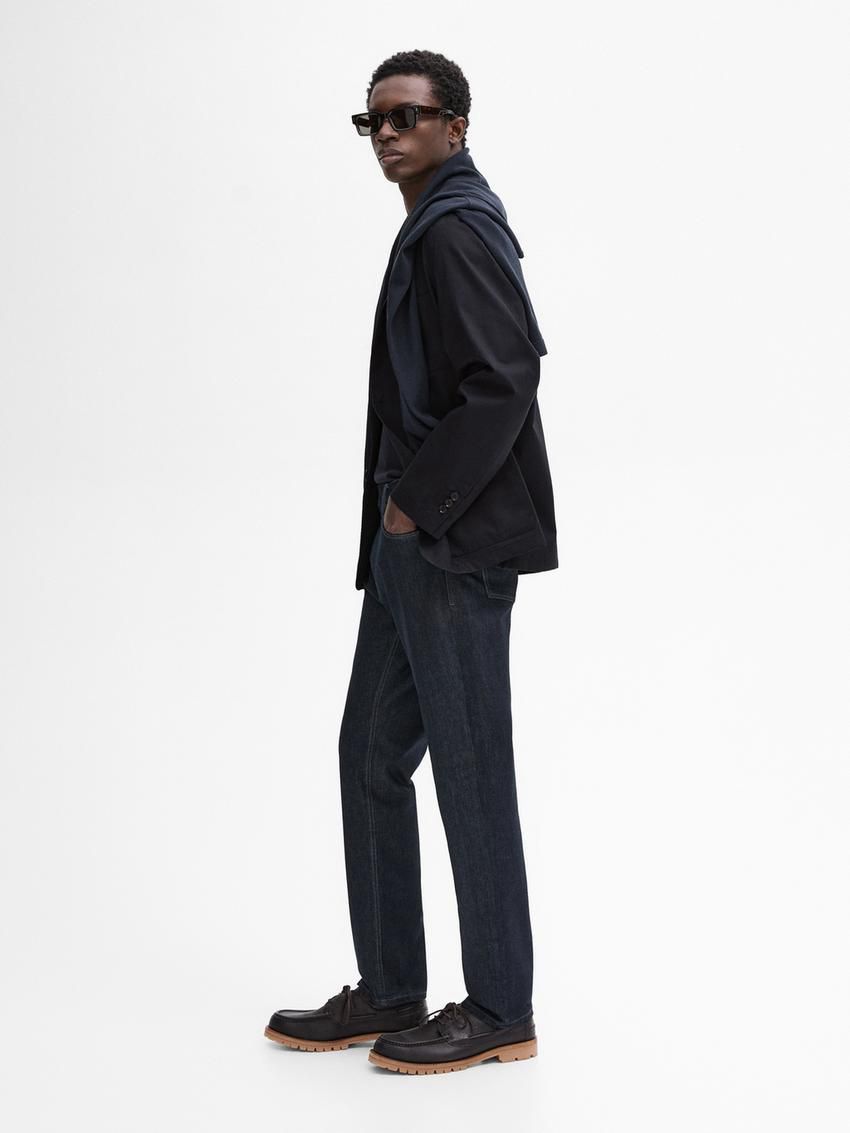 Massimo Dutti Slim Fit Men Jeans Navy | US-CG5643087