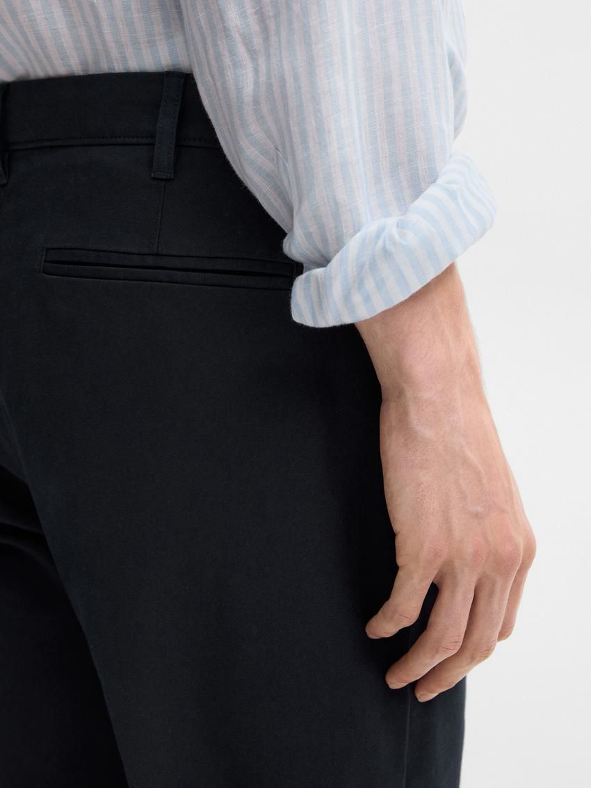 Massimo Dutti Slim Fit Micro Canvas Men Trousers Navy | US-OW1857492