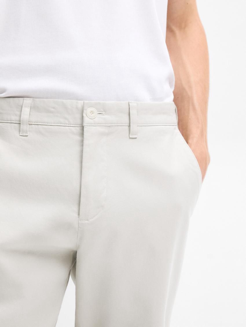 Massimo Dutti Slim Fit Micro Canvas Men Trousers Beige | US-OU4310675