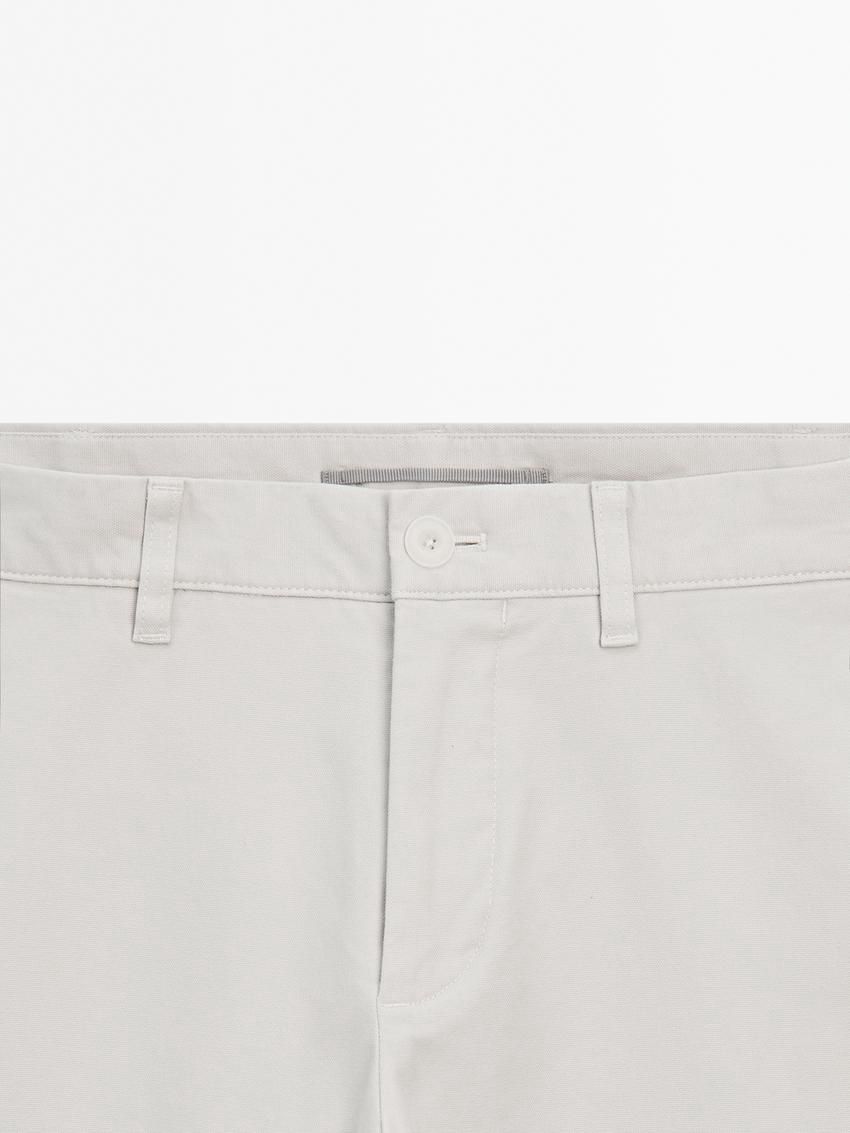 Massimo Dutti Slim Fit Micro Canvas Men Trousers Beige | US-OU4310675