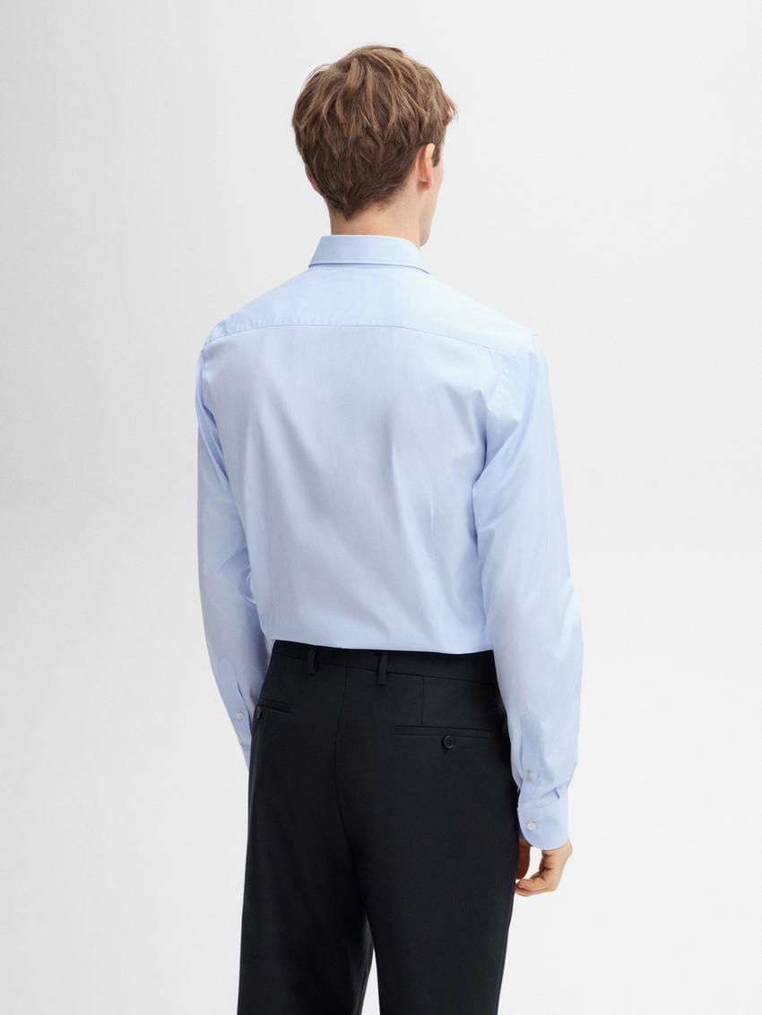 Massimo Dutti Slim Fit Micro-check Men Shirts Blue | US-EB4012859