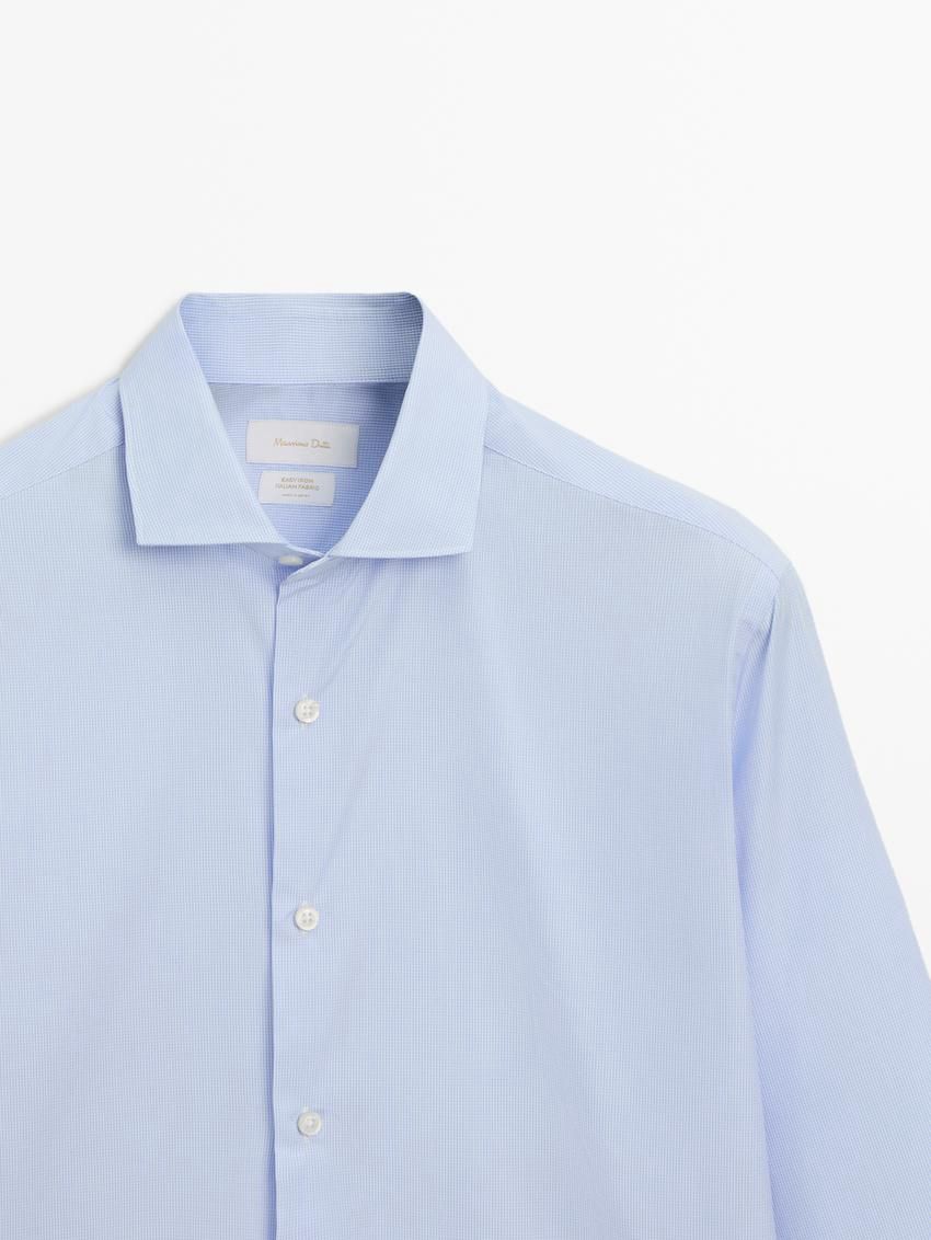 Massimo Dutti Slim Fit Micro-check Men Shirts Blue | US-EB4012859