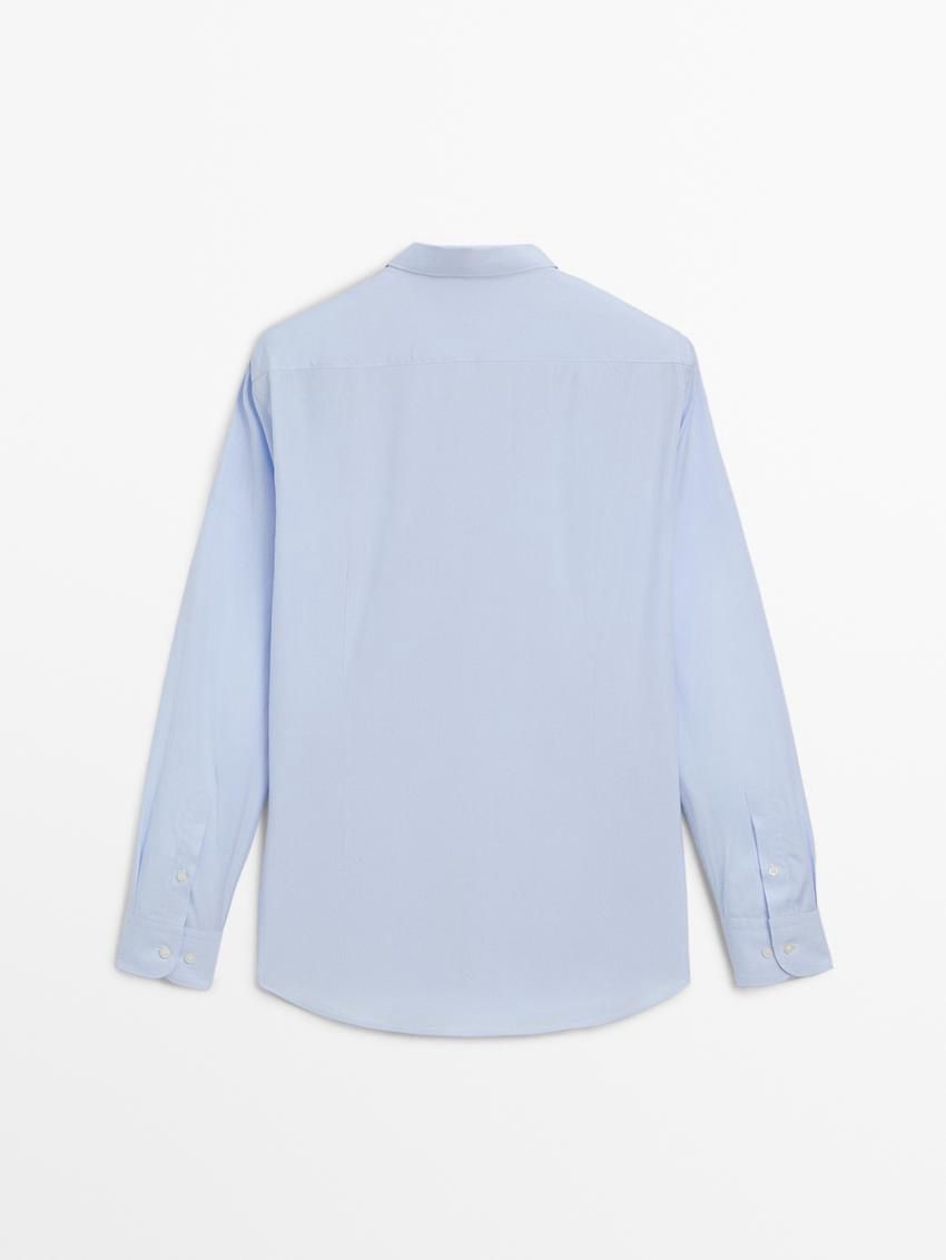 Massimo Dutti Slim Fit Micro-check Men Shirts Blue | US-EB4012859