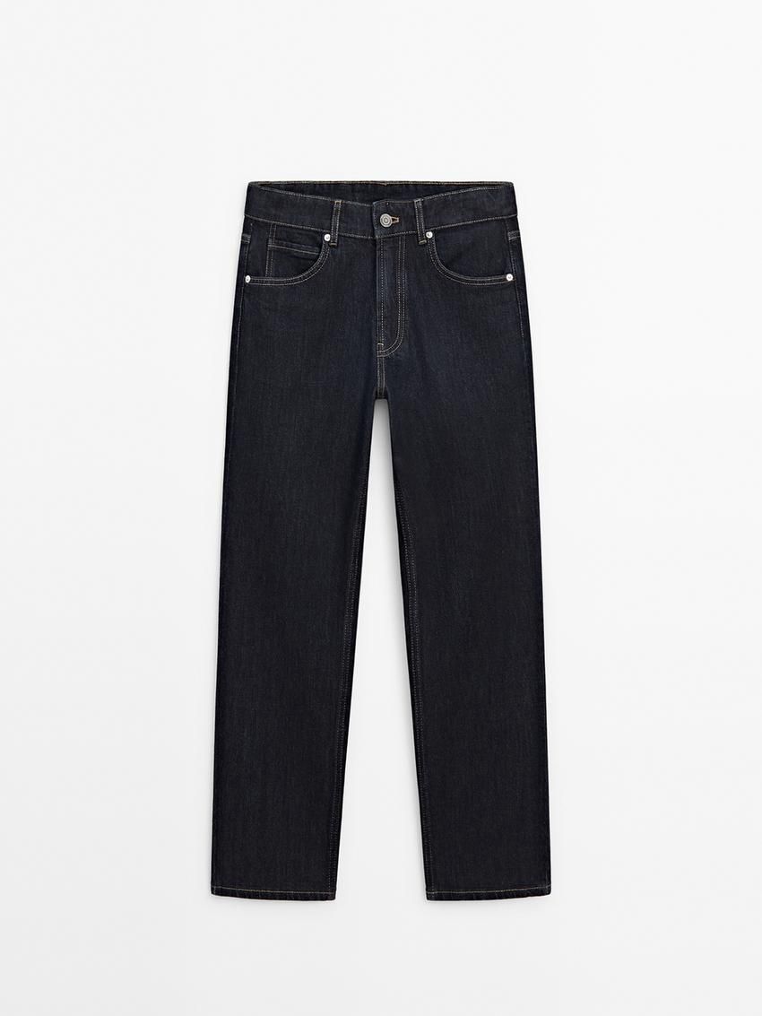 Massimo Dutti Slim Fit Mid-rise Cropped Women Jeans Dark Blue | US-DU3216597