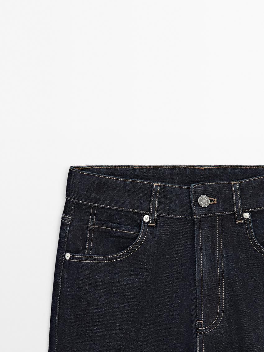Massimo Dutti Slim Fit Mid-rise Cropped Women Jeans Dark Blue | US-DU3216597