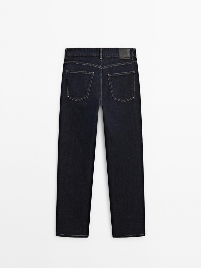 Massimo Dutti Slim Fit Mid-rise Cropped Women Jeans Dark Blue | US-DU3216597