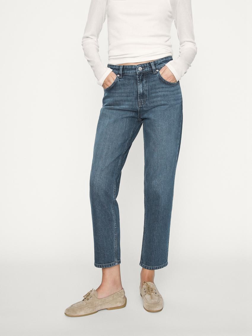 Massimo Dutti Slim Fit Mid-rise Cropped Women Jeans Blue | US-DA3508269