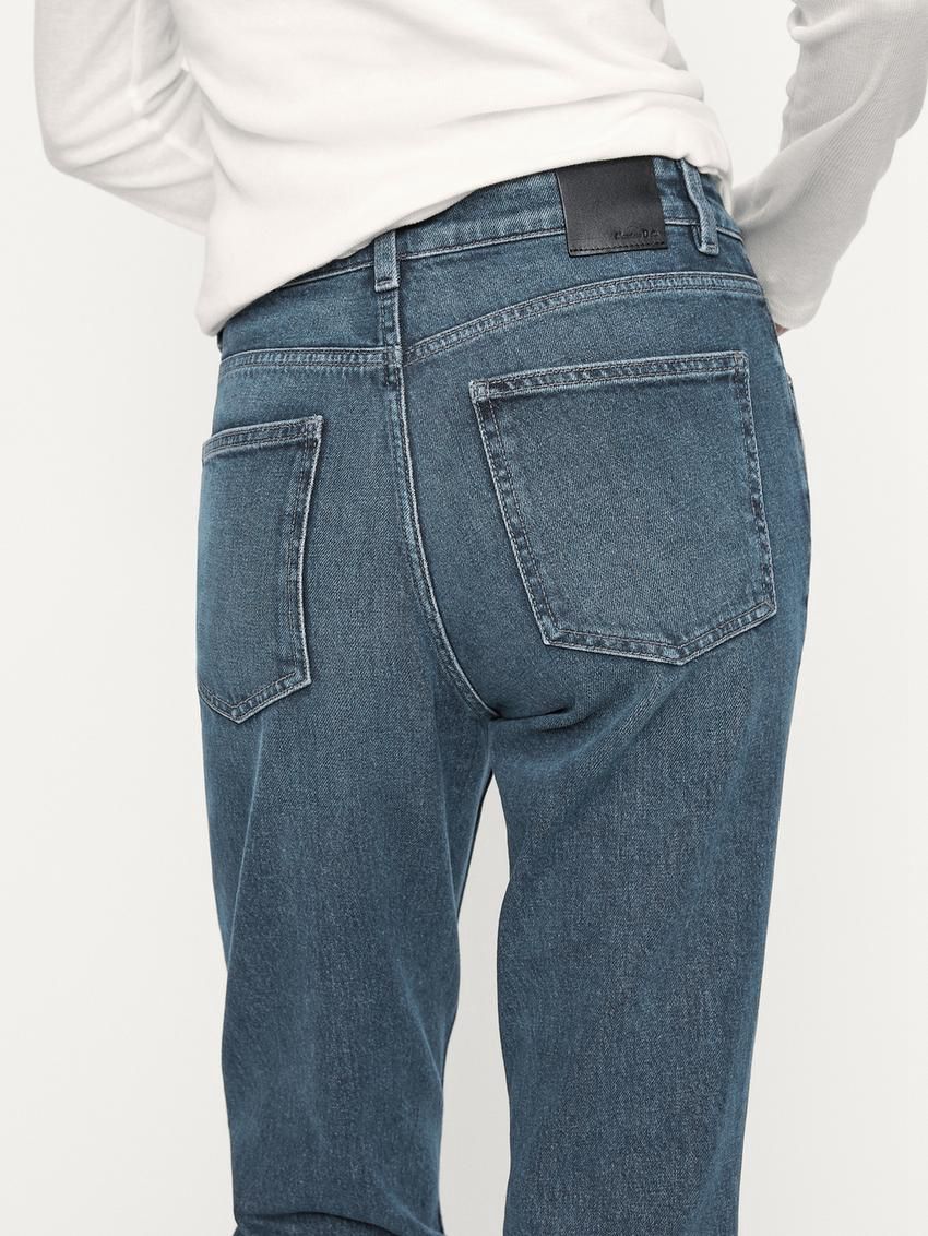 Massimo Dutti Slim Fit Mid-rise Cropped Women Jeans Blue | US-DA3508269