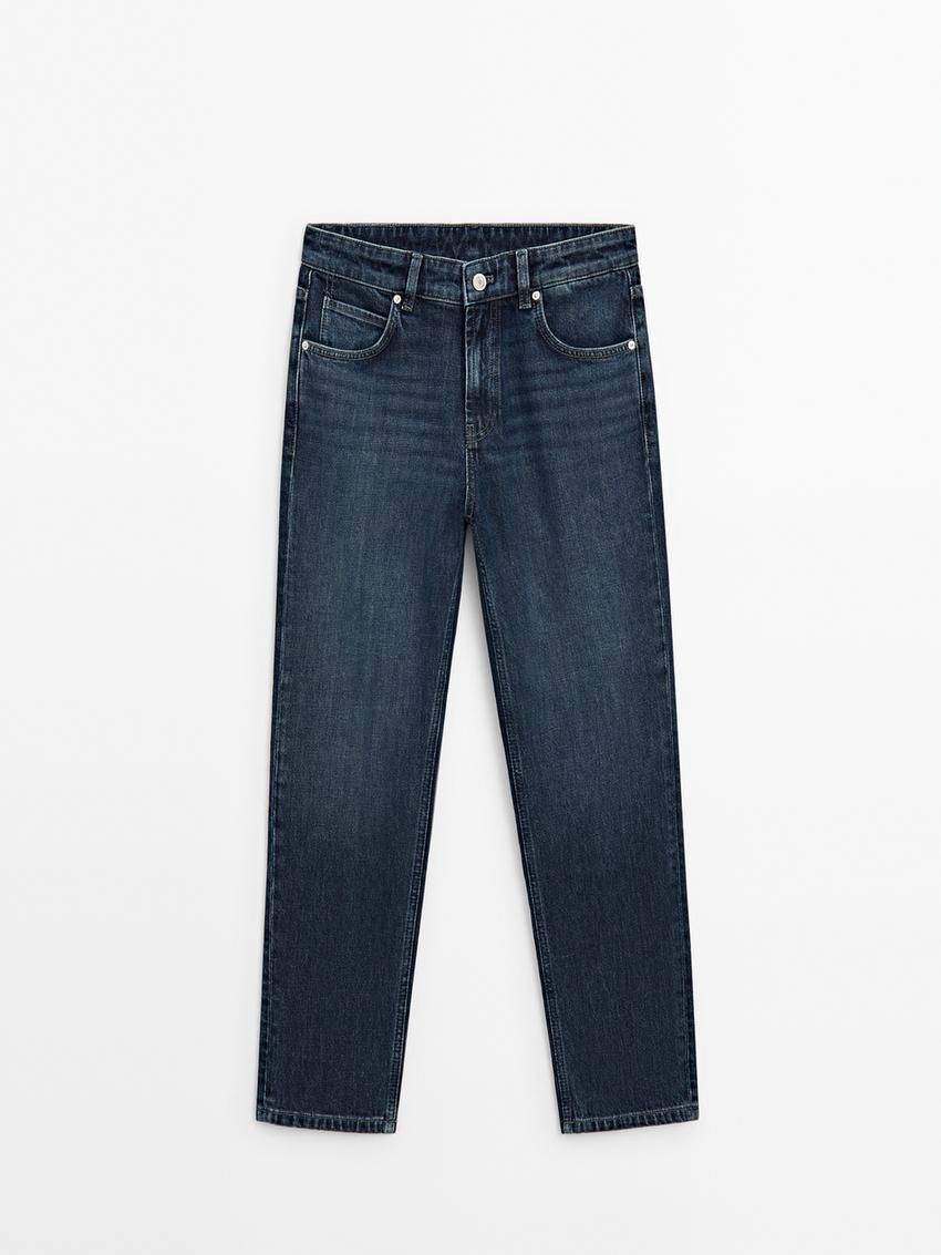 Massimo Dutti Slim Fit Mid-rise Cropped Women Jeans Blue | US-DA3508269