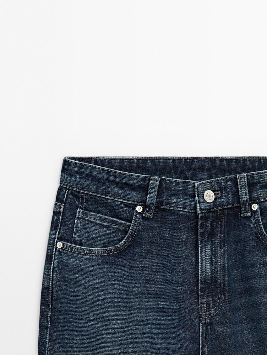 Massimo Dutti Slim Fit Mid-rise Cropped Women Jeans Blue | US-DA3508269