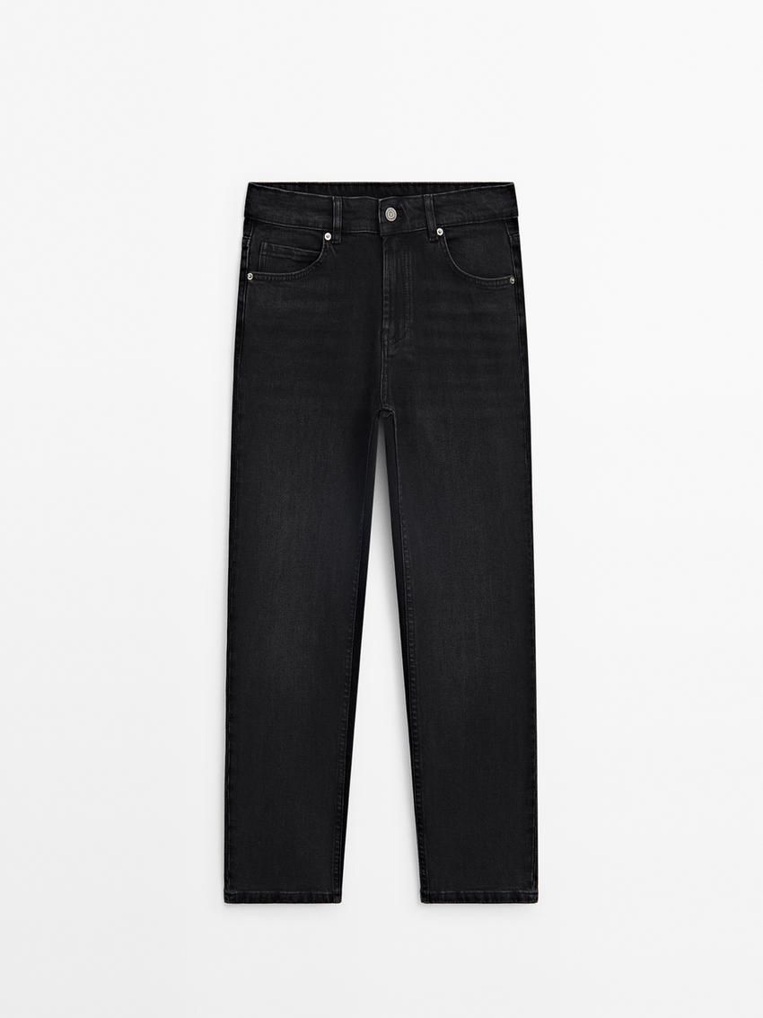 Massimo Dutti Slim Fit Mid-rise Cropped Women Jeans Black | US-SY7168230