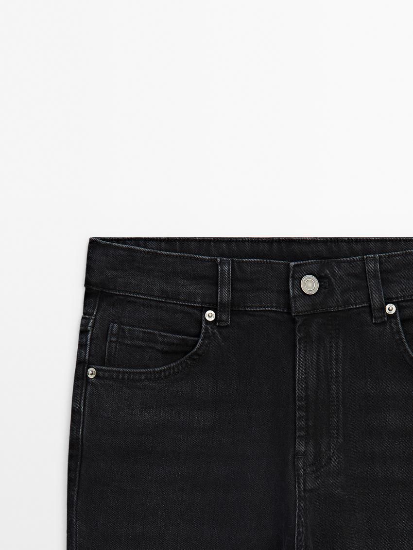 Massimo Dutti Slim Fit Mid-rise Cropped Women Jeans Black | US-SY7168230