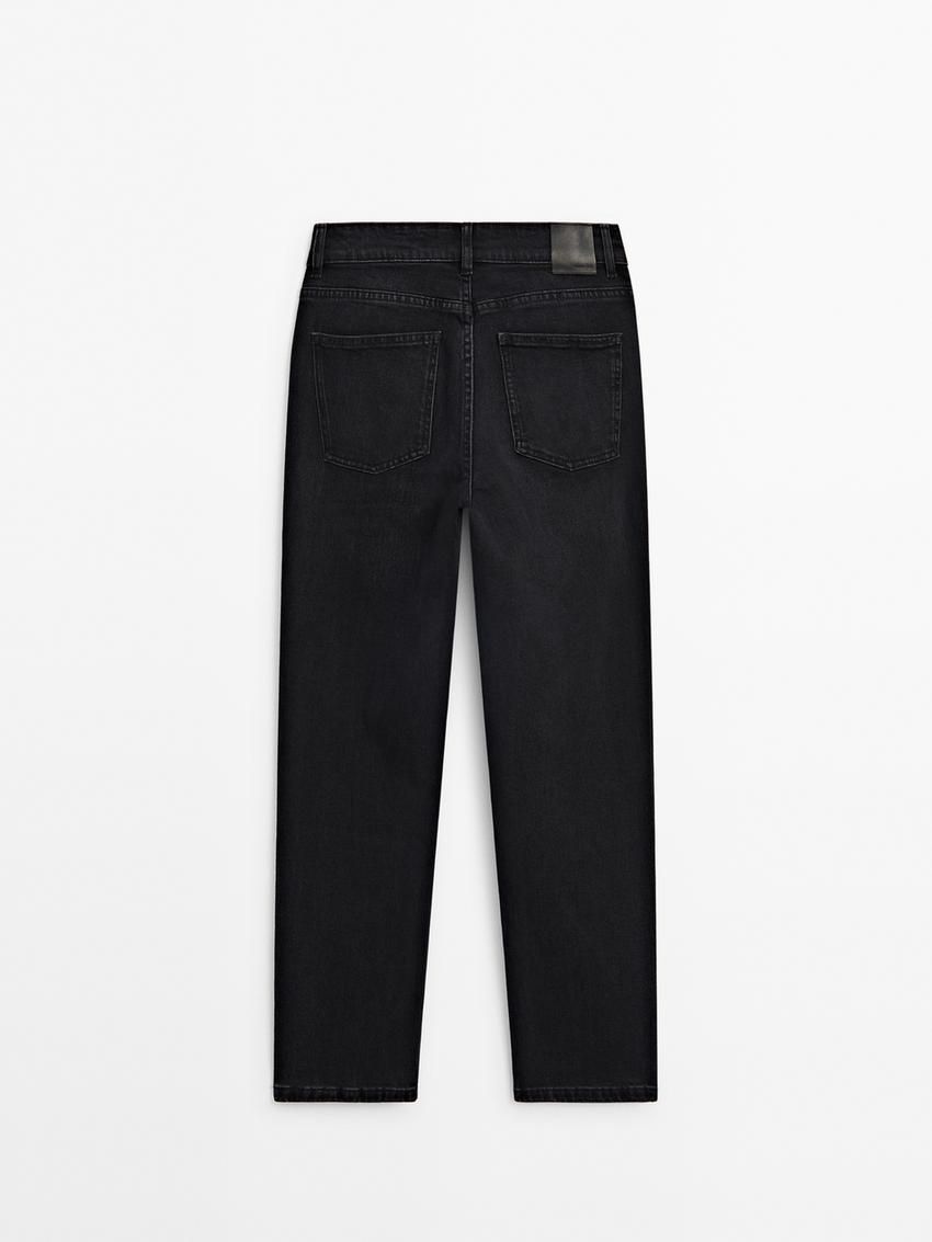 Massimo Dutti Slim Fit Mid-rise Cropped Women Jeans Black | US-SY7168230