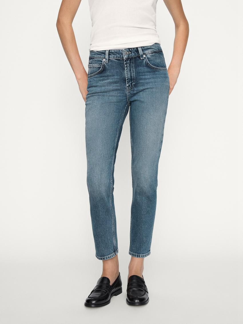 Massimo Dutti Slim Fit Mid-rise Cropped Women Jeans Light Blue | US-CS1862453