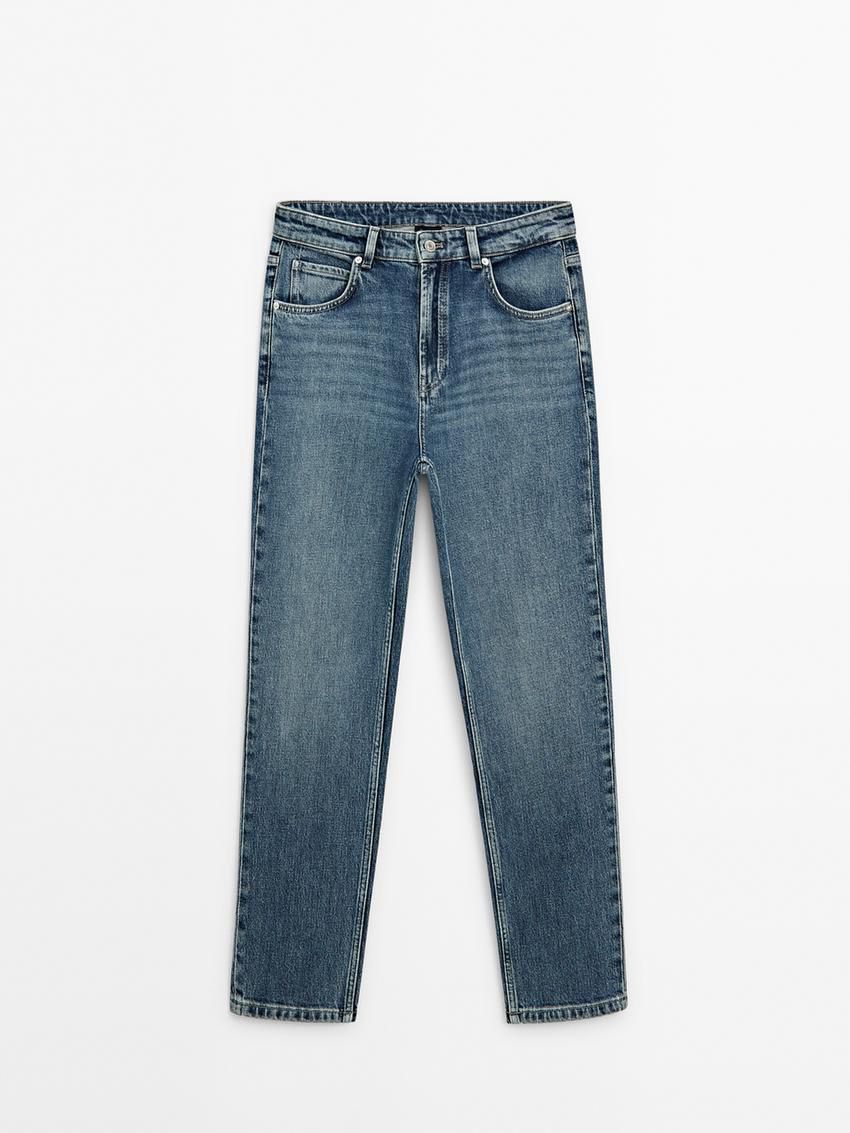 Massimo Dutti Slim Fit Mid-rise Cropped Women Jeans Light Blue | US-CS1862453
