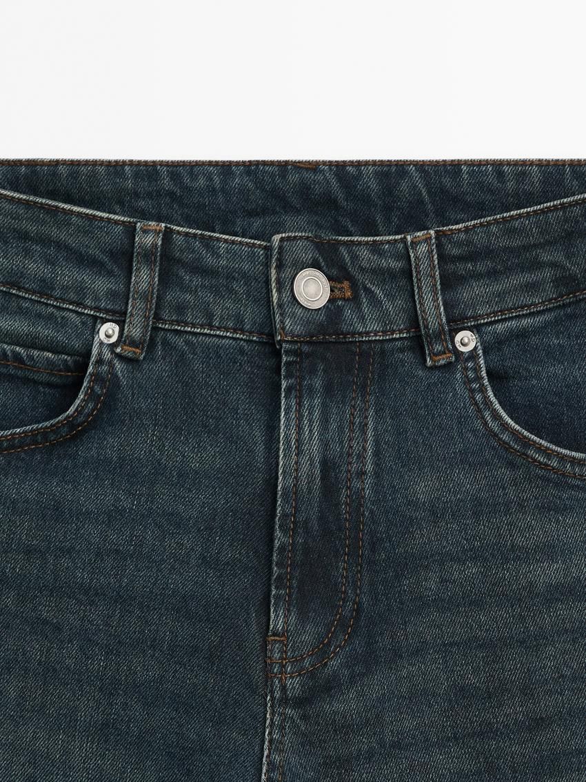 Massimo Dutti Slim Fit Mid-rise Cropped Women Jeans Dark Blue | US-QX0674953