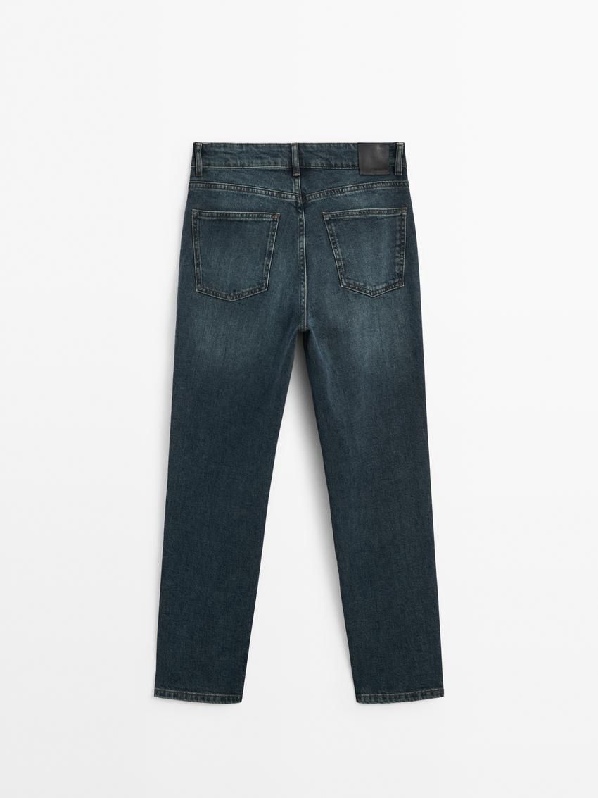 Massimo Dutti Slim Fit Mid-rise Cropped Women Jeans Dark Blue | US-QX0674953