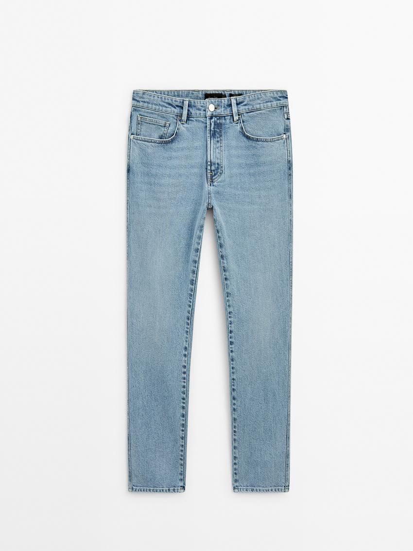 Massimo Dutti Slim Fit Mid-rise Men Jeans Blue | US-BQ3452908