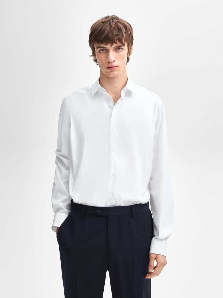 Massimo Dutti Slim Fit Stretch Men Shirts White | US-QA6820394