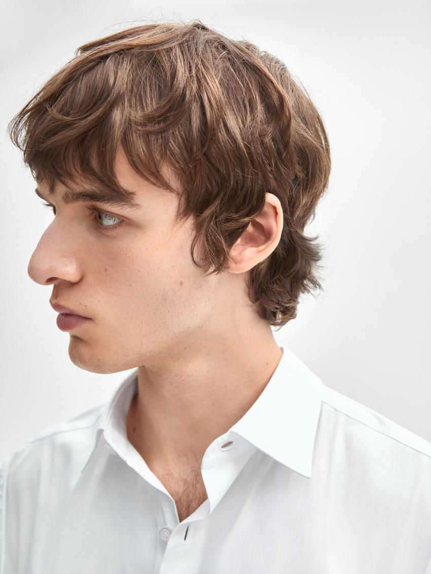 Massimo Dutti Slim Fit Stretch Men Shirts White | US-QA6820394