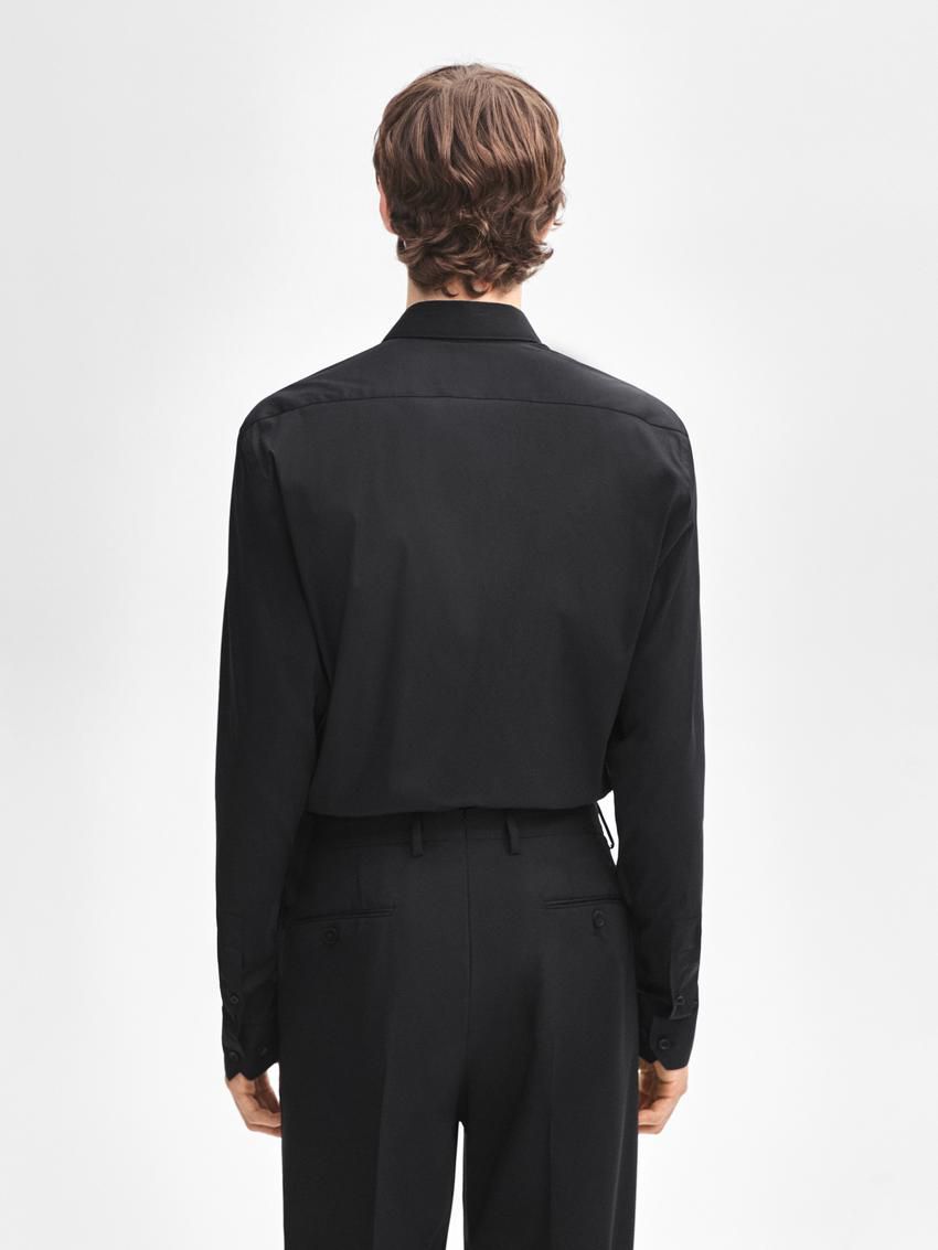 Massimo Dutti Slim Fit Stretch Men Shirts Black | US-FK9842075