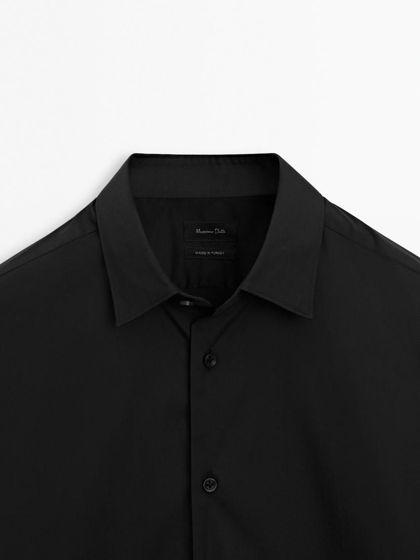 Massimo Dutti Slim Fit Stretch Men Shirts Black | US-FK9842075