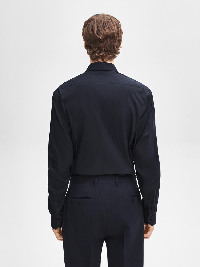Massimo Dutti Slim Fit Stretch Men Shirts Navy | US-CE0987241