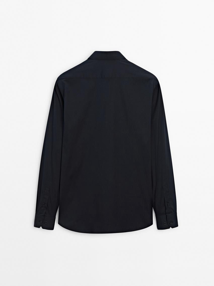Massimo Dutti Slim Fit Stretch Men Shirts Navy | US-CE0987241