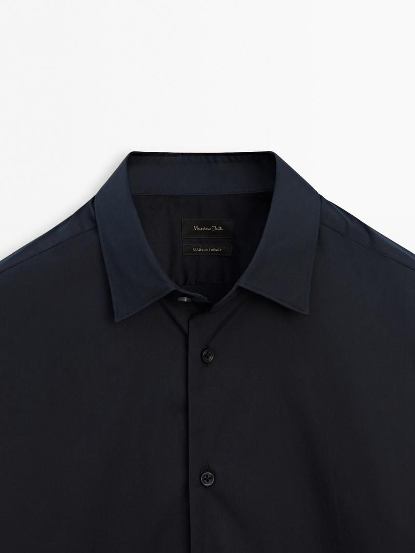 Massimo Dutti Slim Fit Stretch Men Shirts Navy | US-CE0987241