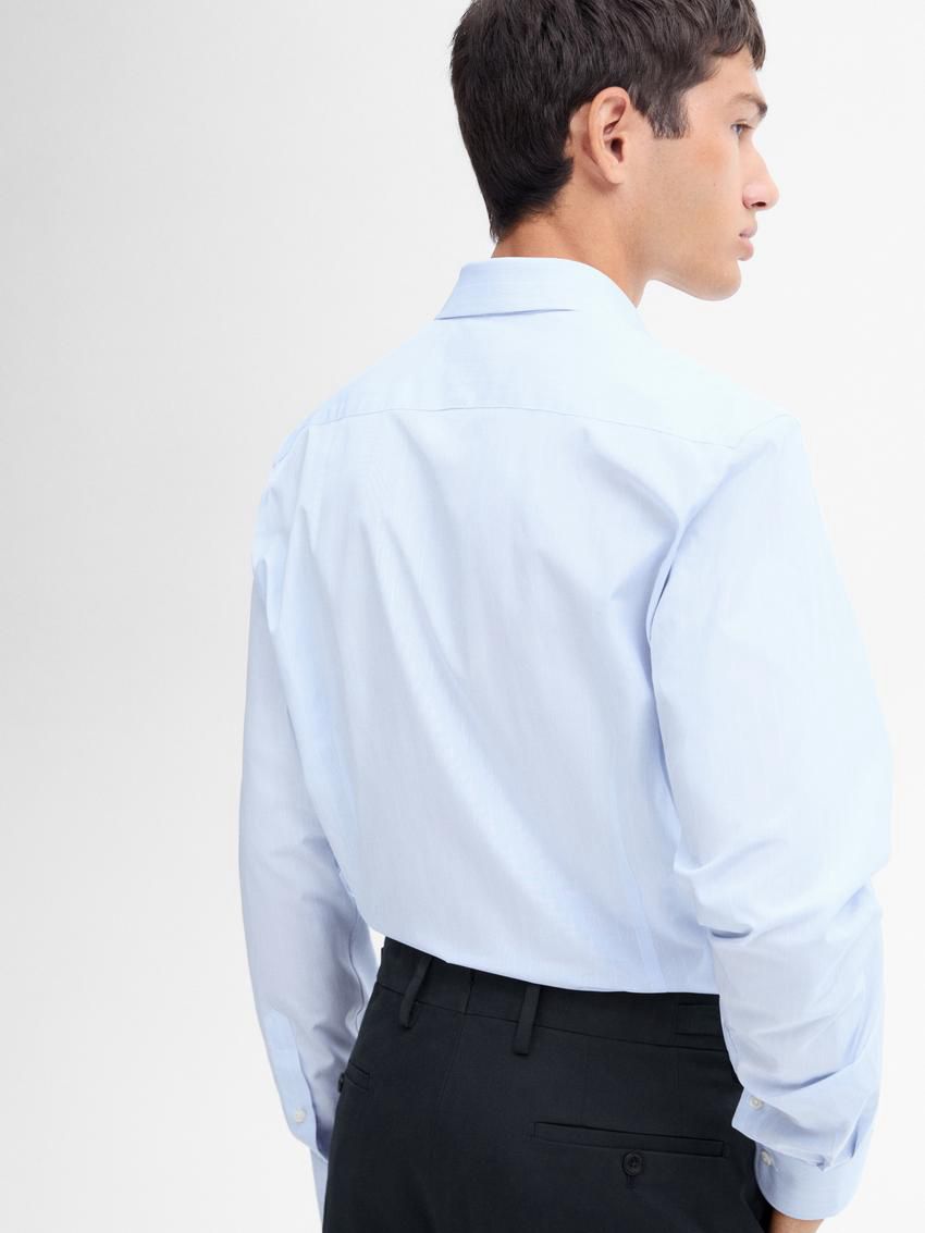 Massimo Dutti Slim Fit Striped Cotton Men Shirts Light Blue | US-CP7185246