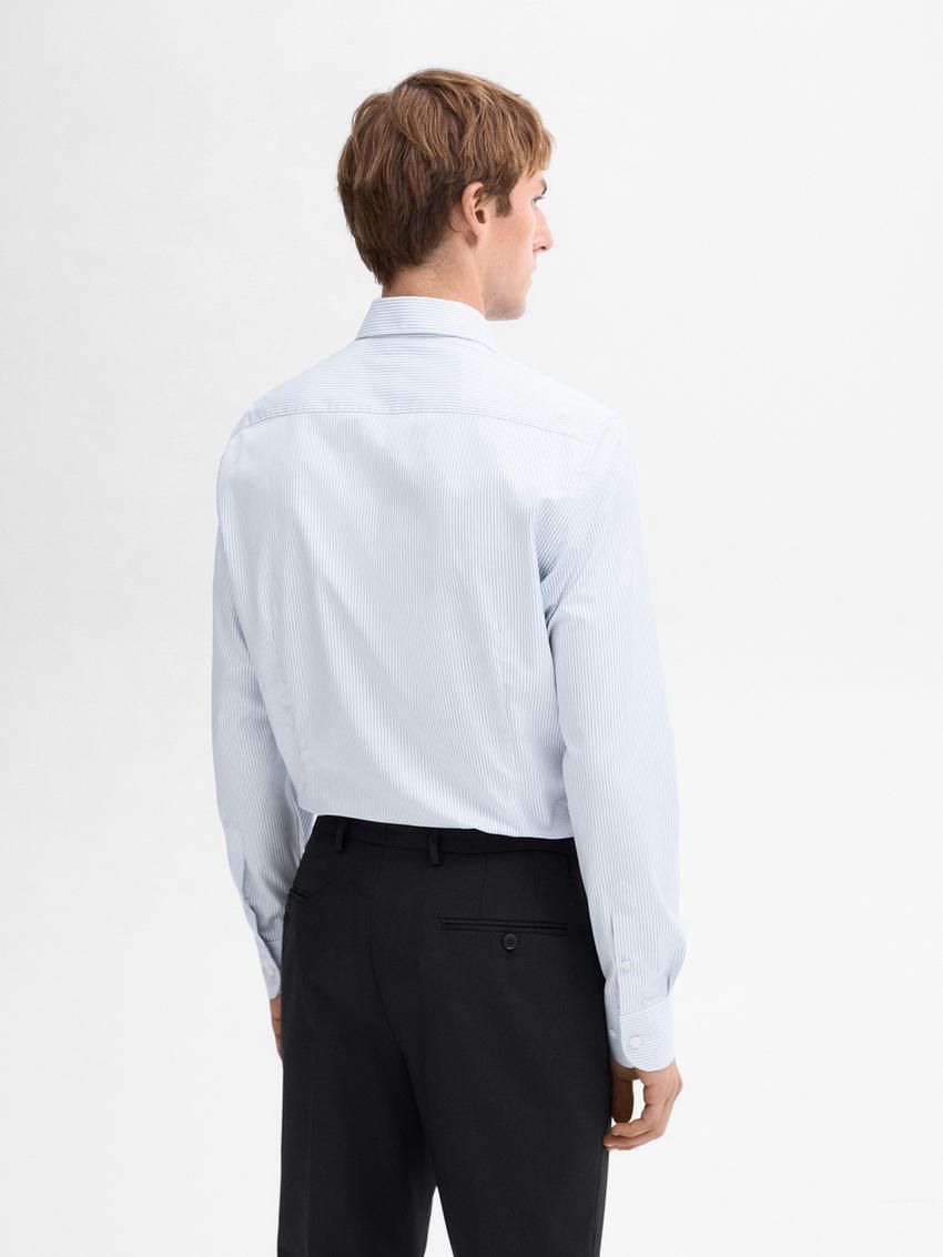 Massimo Dutti Slim Fit Striped Men Shirts Light Blue | US-AE2861034