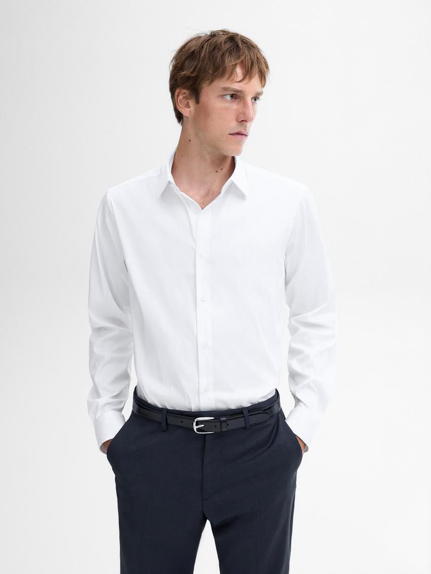 Massimo Dutti Slim Fit Striped Men Shirts White | US-YL2514368