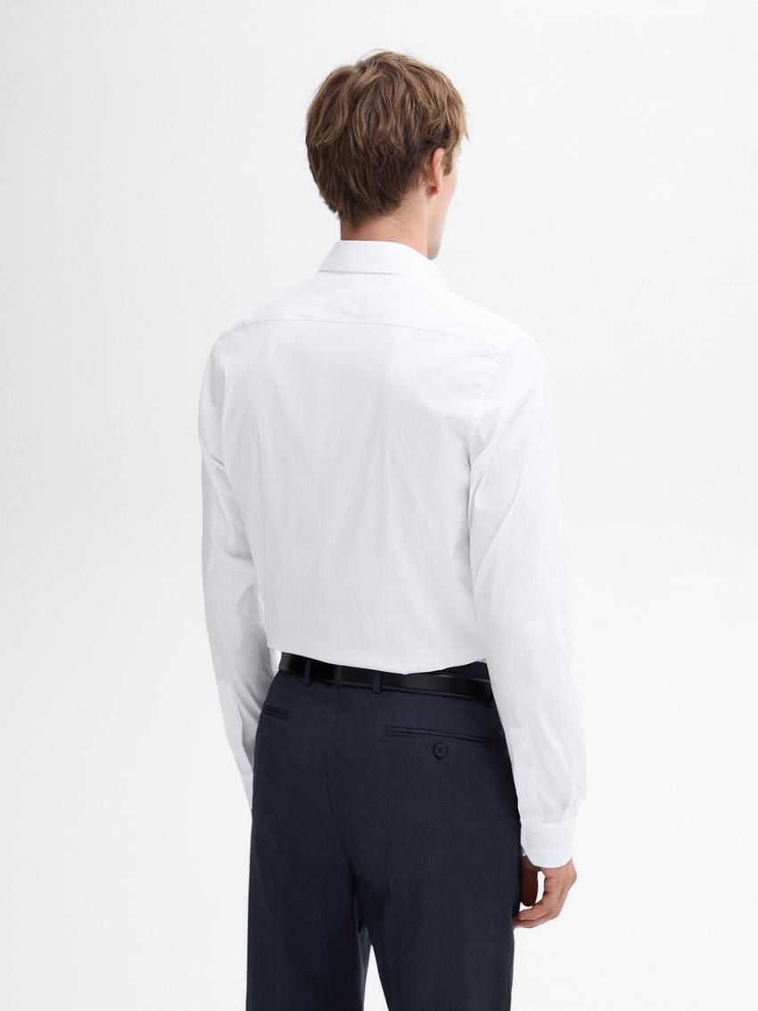 Massimo Dutti Slim Fit Striped Men Shirts White | US-YL2514368