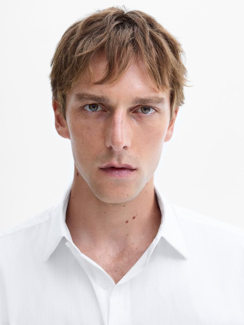 Massimo Dutti Slim Fit Striped Men Shirts White | US-YL2514368