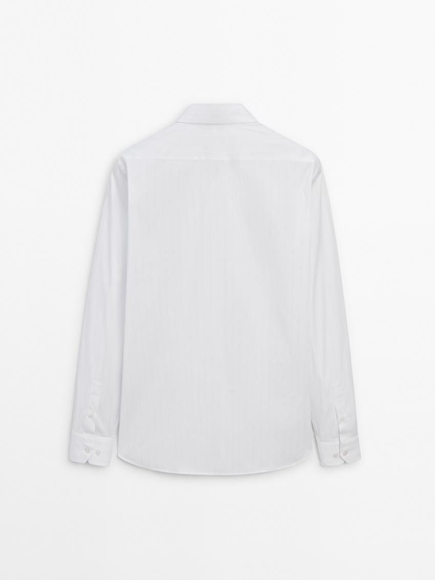 Massimo Dutti Slim Fit Striped Men Shirts White | US-YL2514368