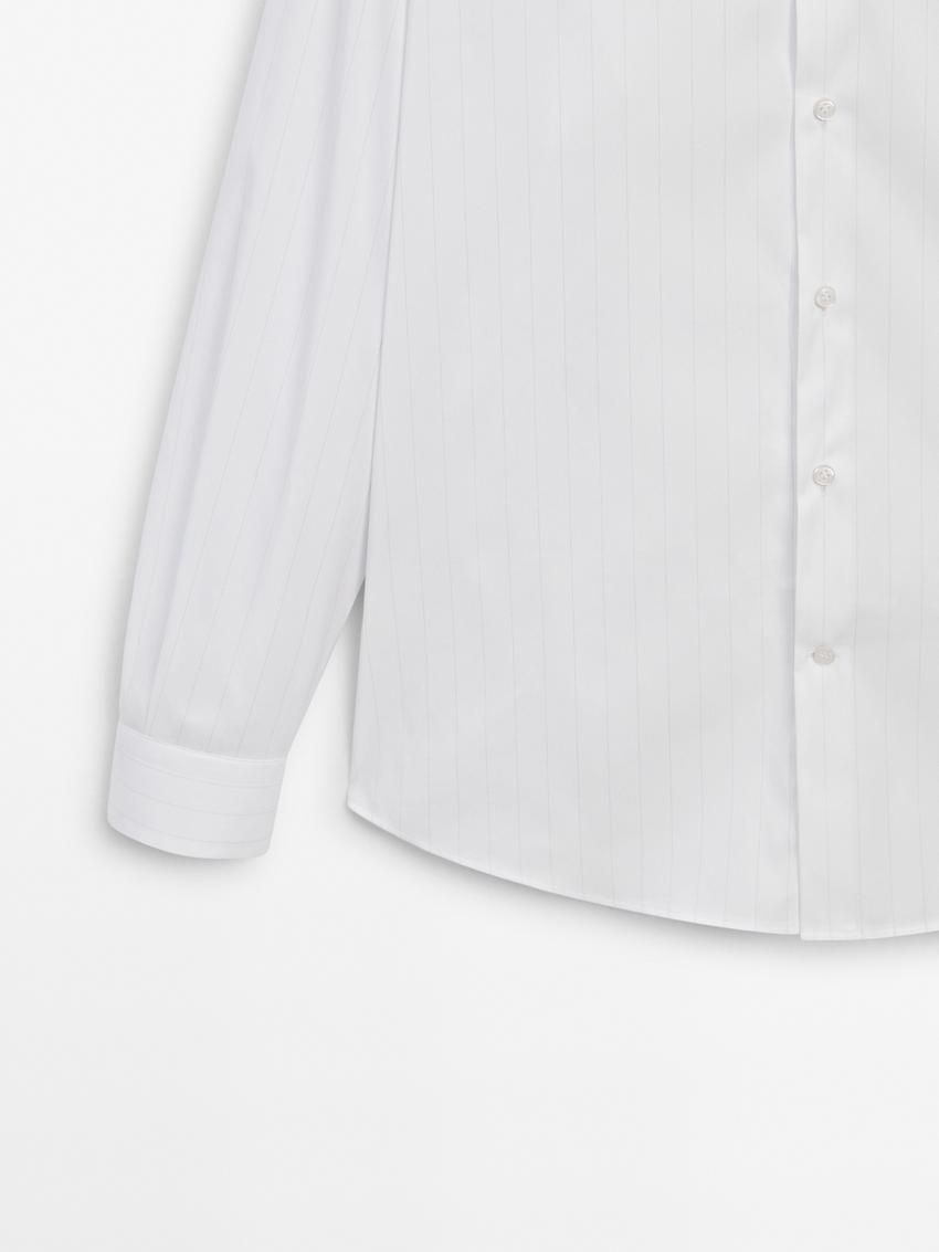 Massimo Dutti Slim Fit Striped Men Shirts White | US-YL2514368