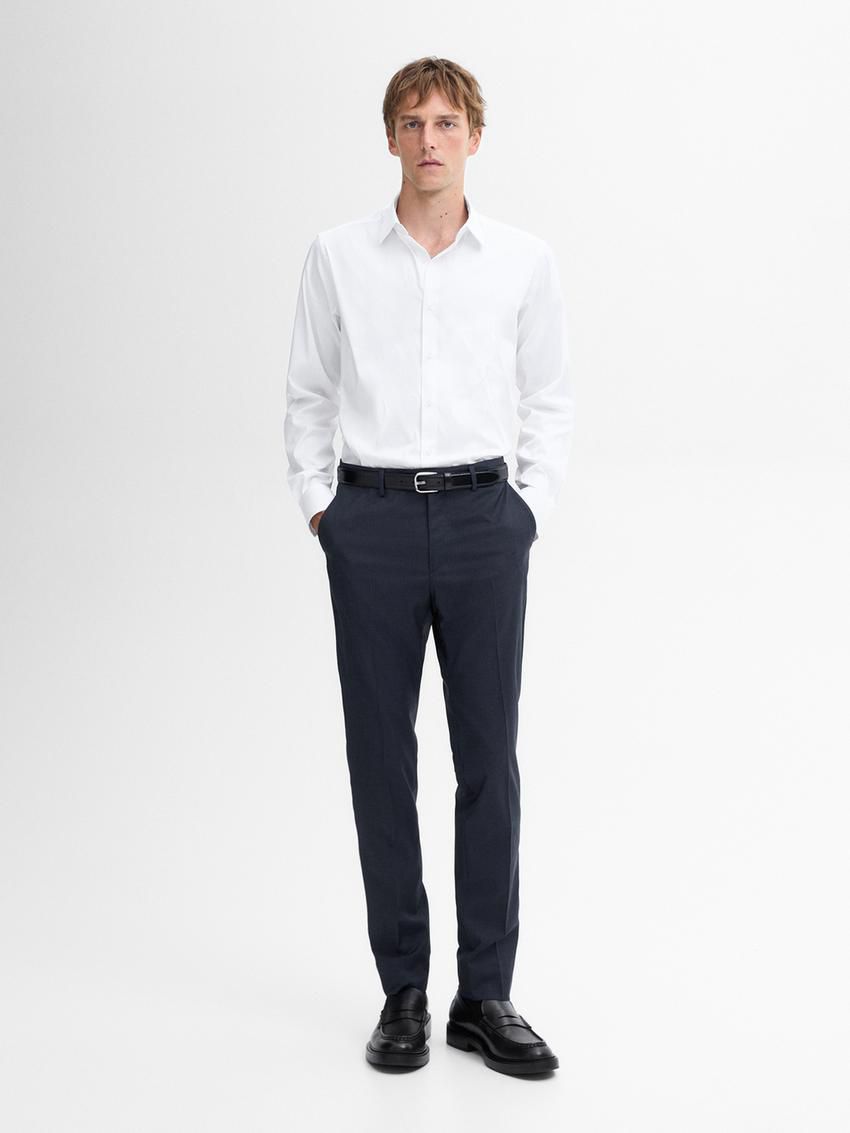 Massimo Dutti Slim Fit Striped Men Shirts White | US-YL2514368