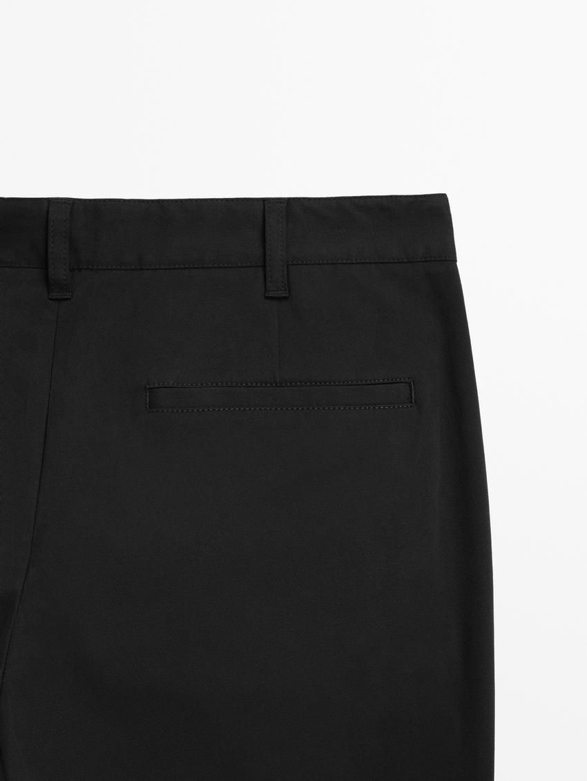 Massimo Dutti Slim Fit Twill Men Trousers Black | US-ZD8634057