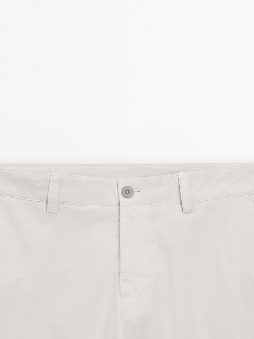 Massimo Dutti Slim Fit Twill Men Trousers Cream | US-YH4703985