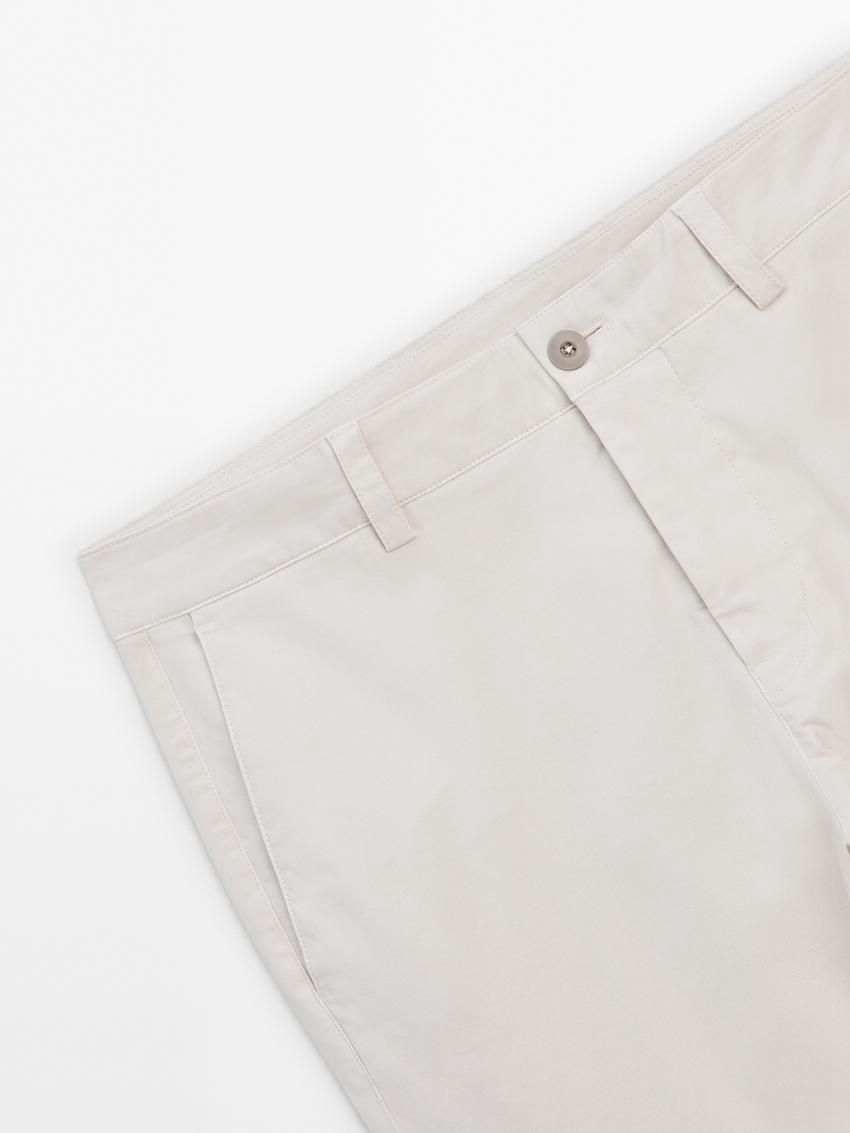 Massimo Dutti Slim Fit Twill Men Trousers Cream | US-YH4703985