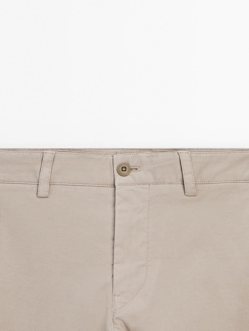 Massimo Dutti Slim Fit Twill Men Trousers Light Beige | US-UL0714582