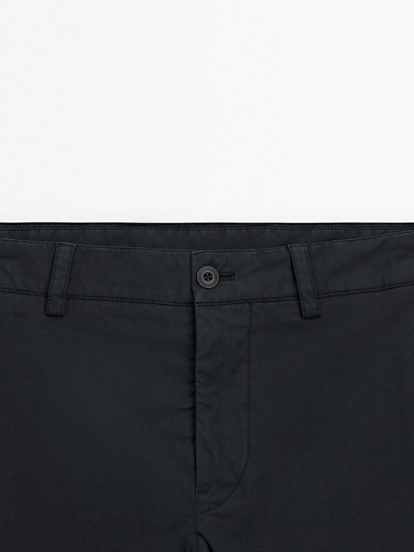 Massimo Dutti Slim Fit Twill Men Trousers Navy | US-IX3845026