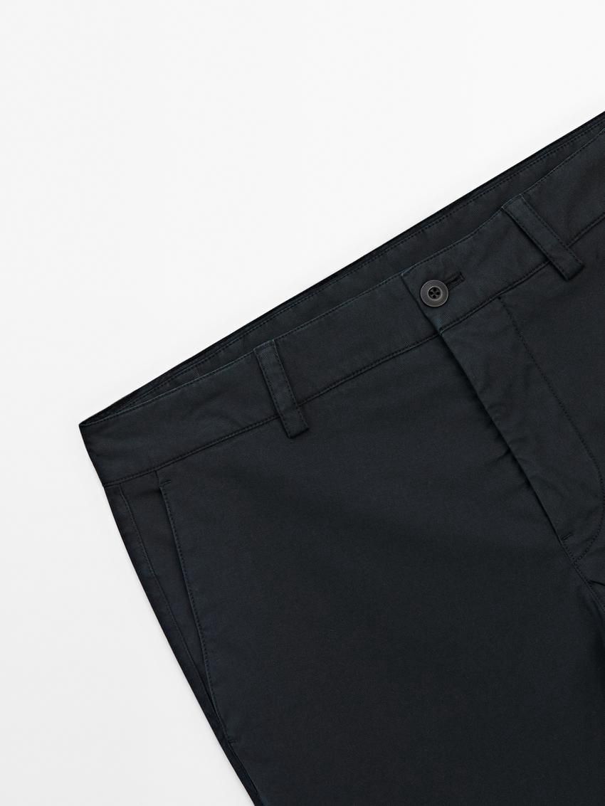 Massimo Dutti Slim Fit Twill Men Trousers Navy | US-IX3845026