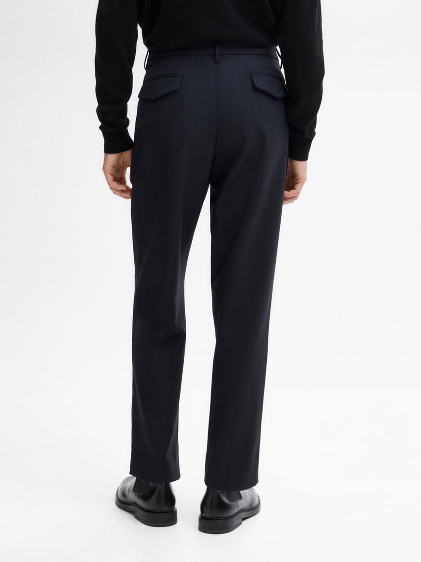 Massimo Dutti Slim Fit Twill Wool Blend Men Trousers Black | US-RH3426108